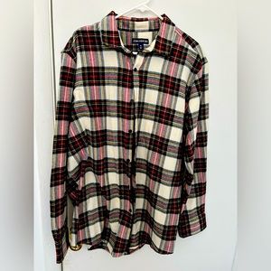 John Ashford White Plaid with Black Flannel Shirt Size XL